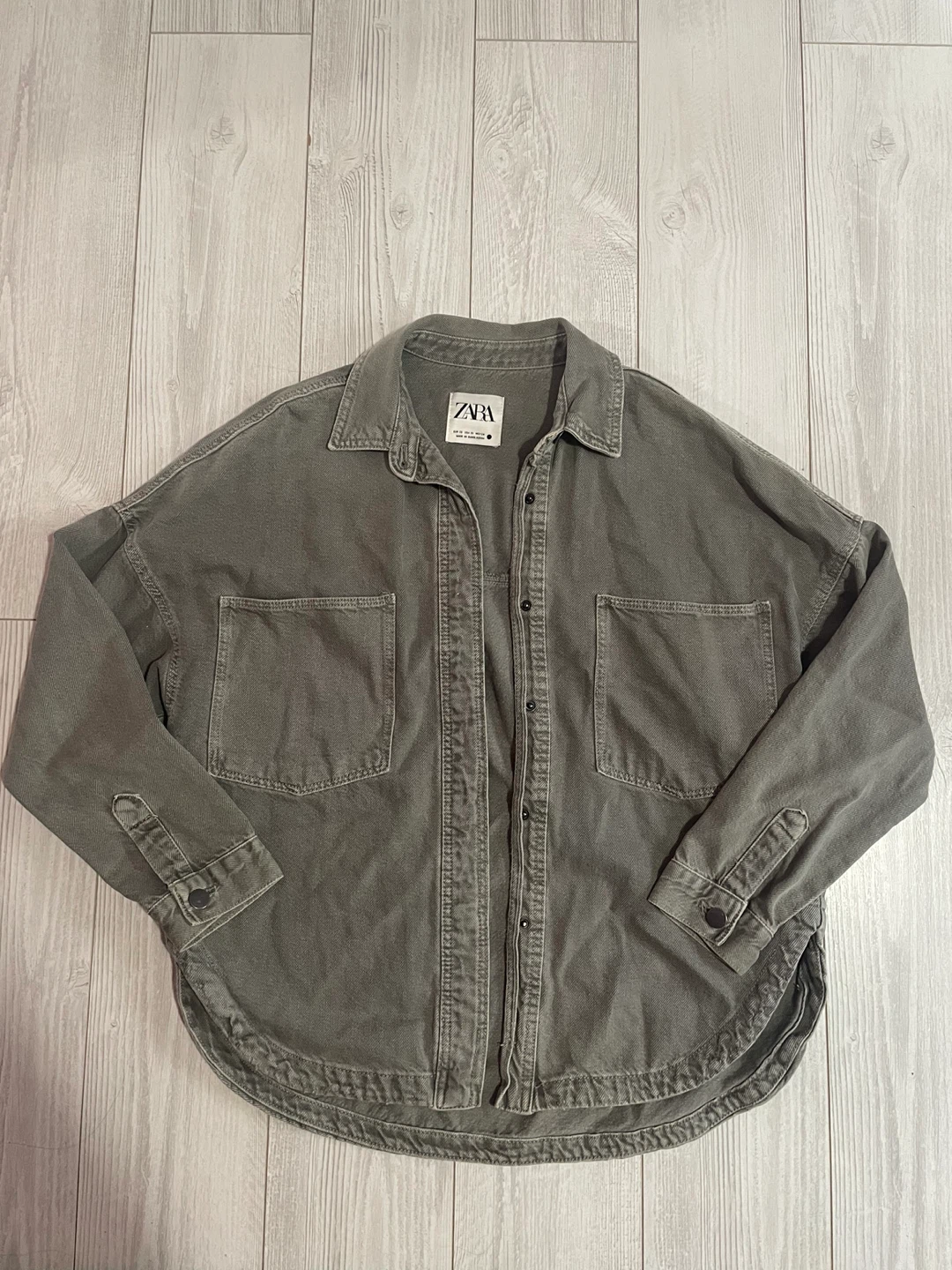 Zara Grey Oversized Button-Up Shirt XS