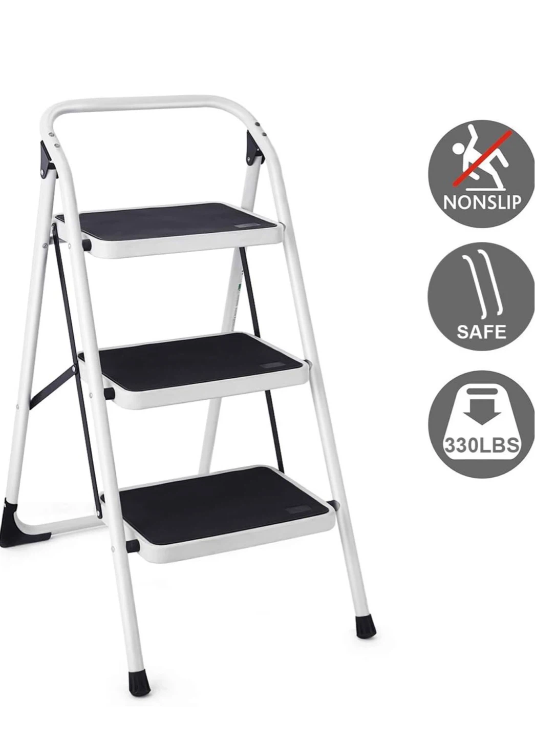 Goplus 3 Step Ladder, Folding Heavy Duty Step