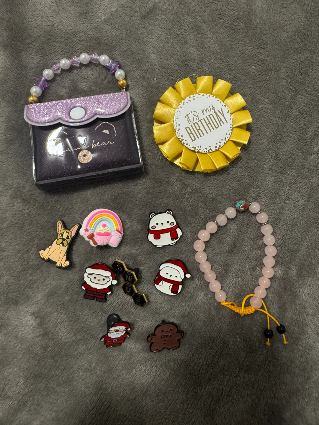 Assorted Charms, Bracelet, and Mini notebook