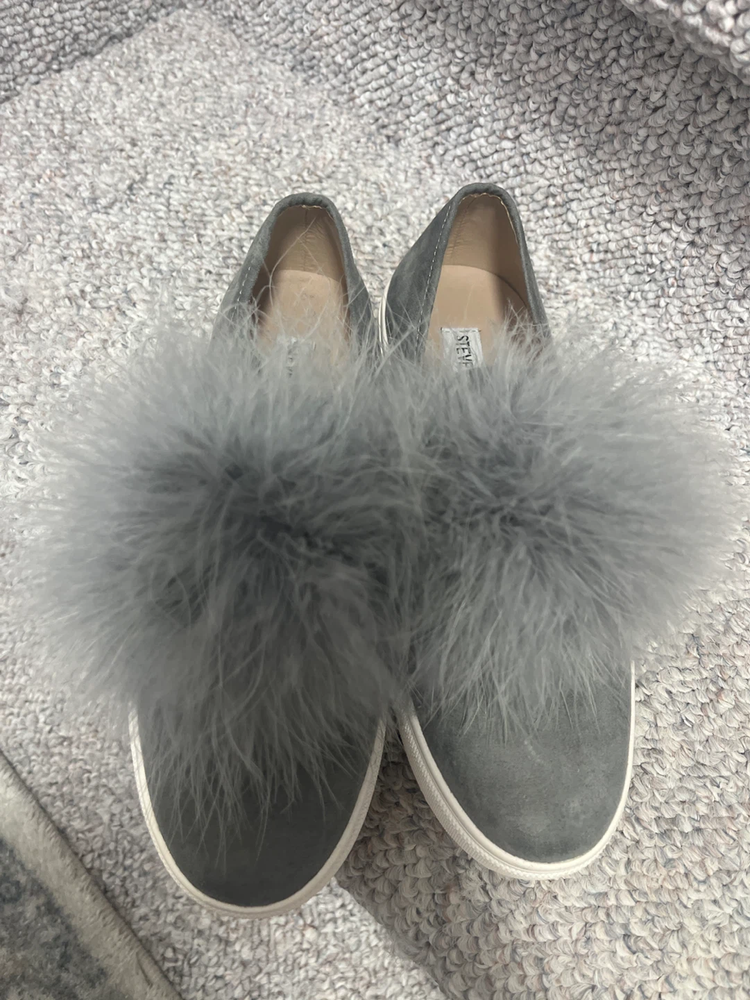 Steve Madden Grey Feather Slip-On Sneakers