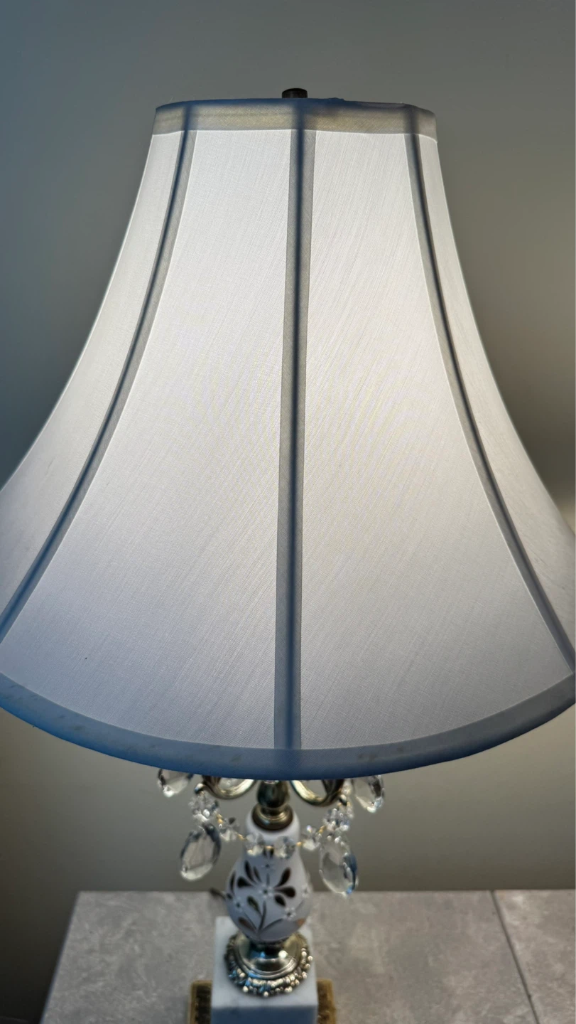 Vintage Pair of Crystal Accent Table Lamps with Marble Base - photo 5