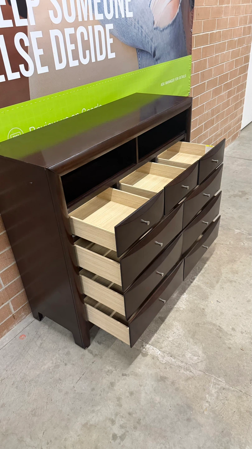 Dark Brown Dresser with 9 Drawers - photo 3