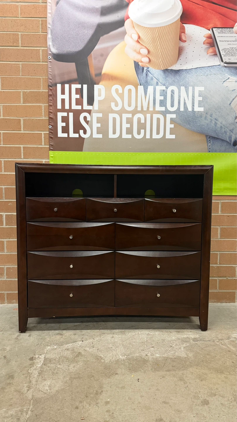 Dark Brown Dresser with 9 Drawers