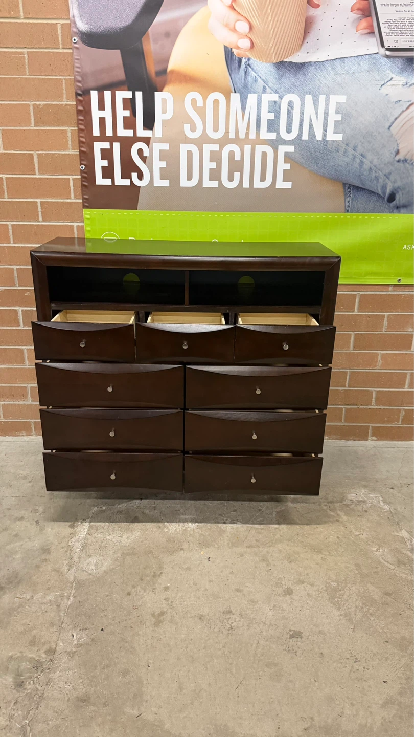 Dark Brown Dresser with 9 Drawers - photo 2
