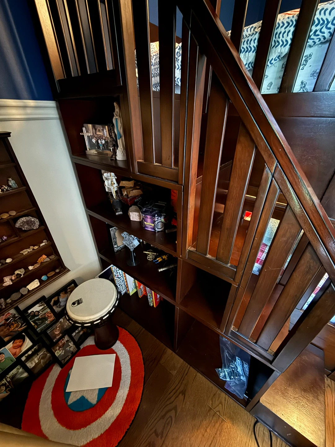 Single over double wooden bunkbed