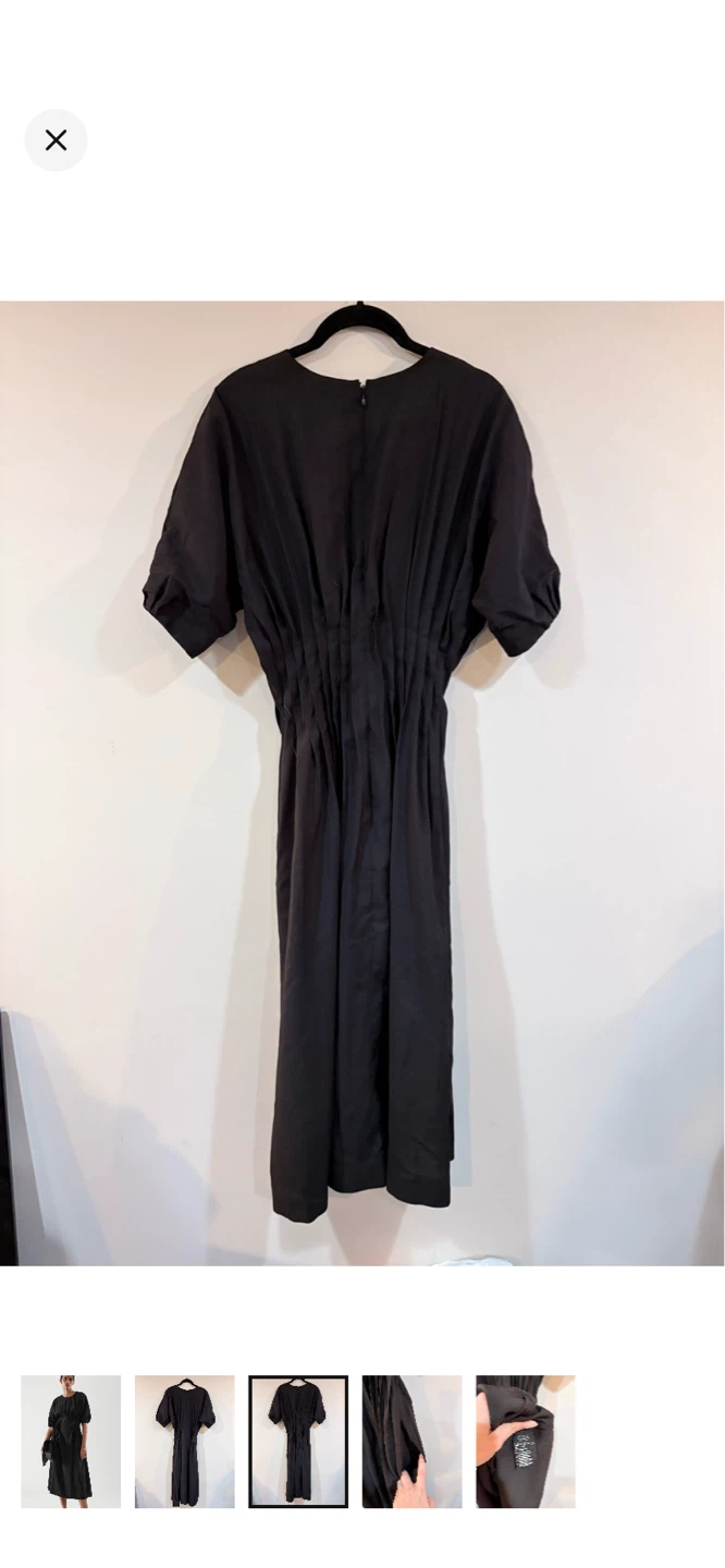 Cos black puff sleeve midi dress sz 36 - photo 5