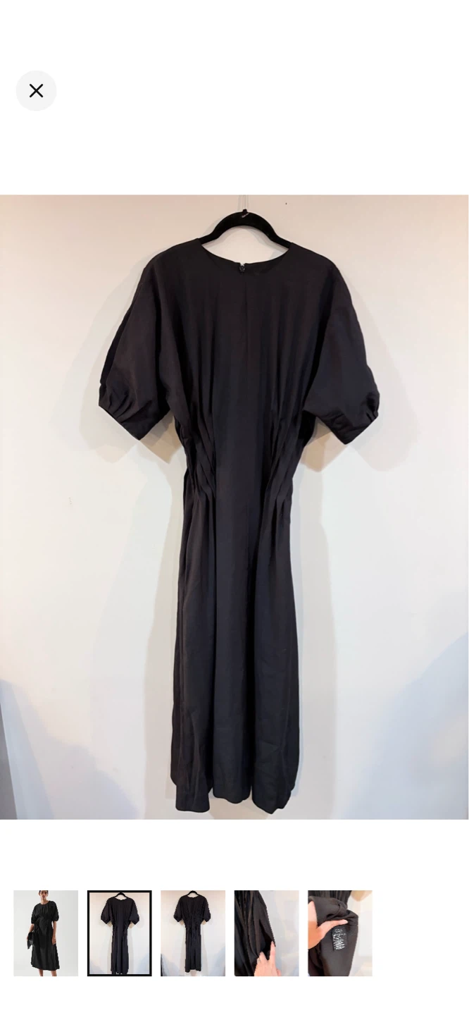Cos black puff sleeve midi dress sz 36 - photo 4