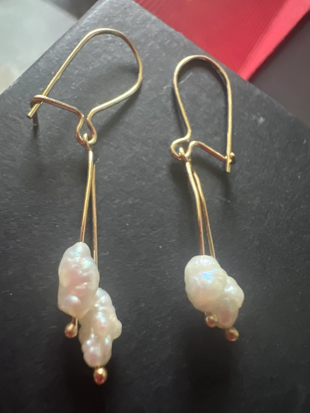 14 k Gold Pearl Drop Earrings