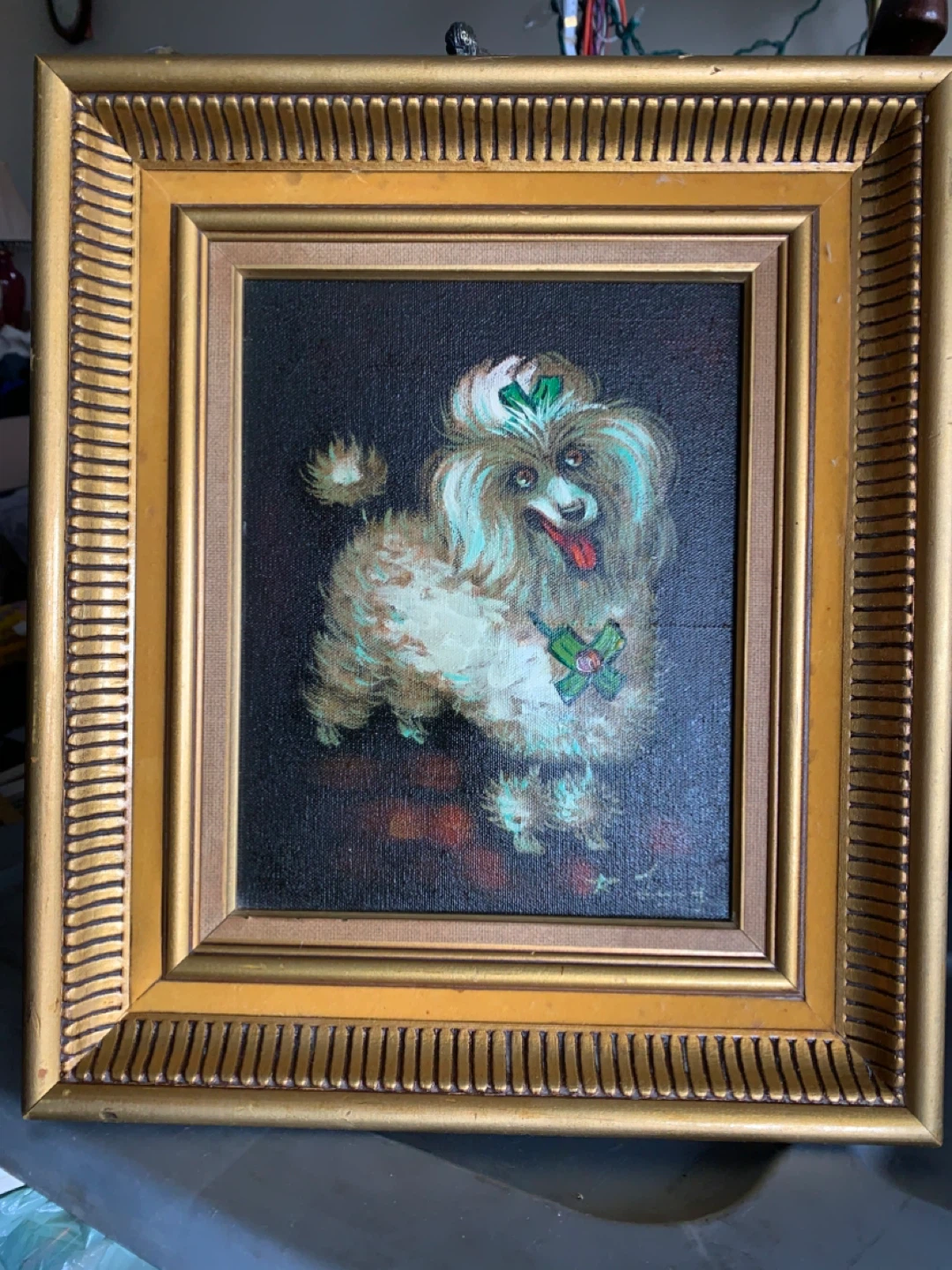 Framed oil Painting of a Poodle - photo 5