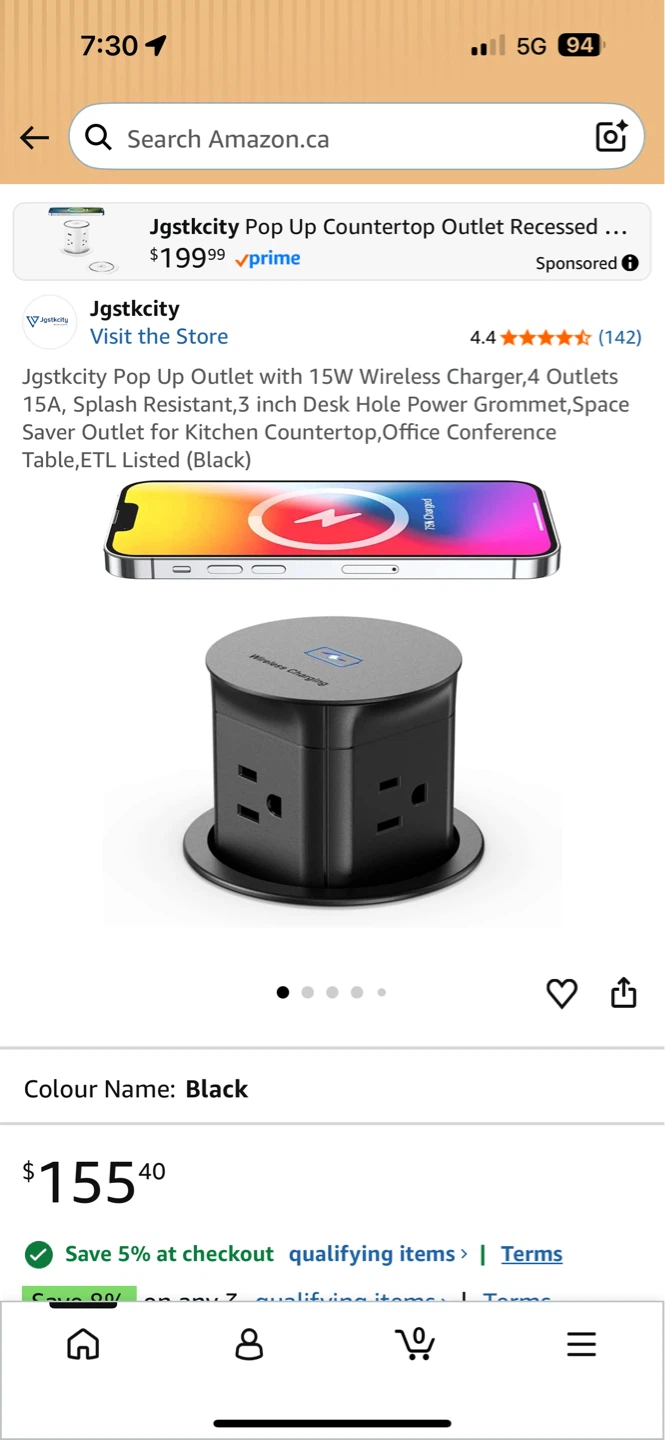 Jgstkcity Pop Up Countertop Outlet with Wireless Charger