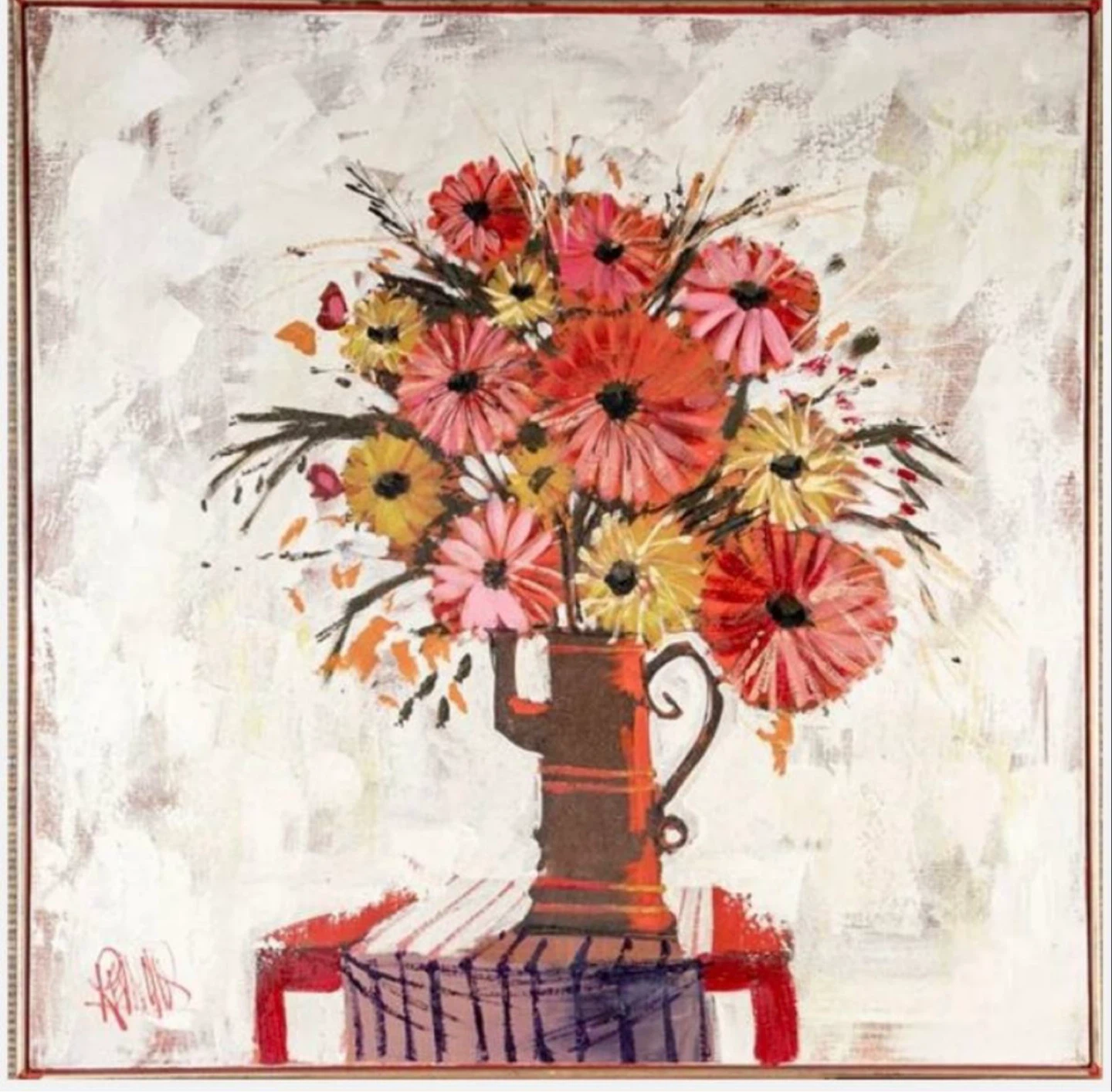 Vintage Lee Reynolds  painting, mid-century modern 40 inch