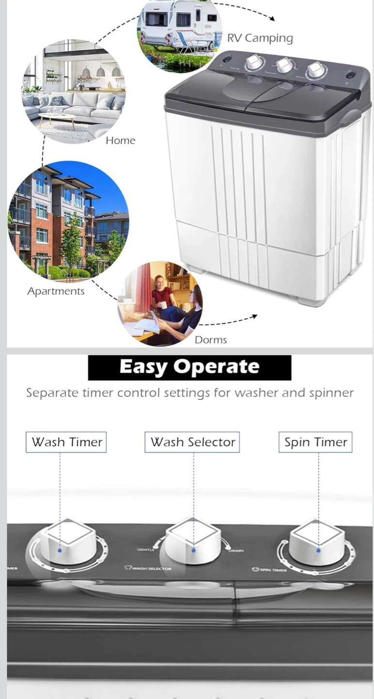 Giantex EP20313 Portable Washing Machine - Gray & White - photo 5
