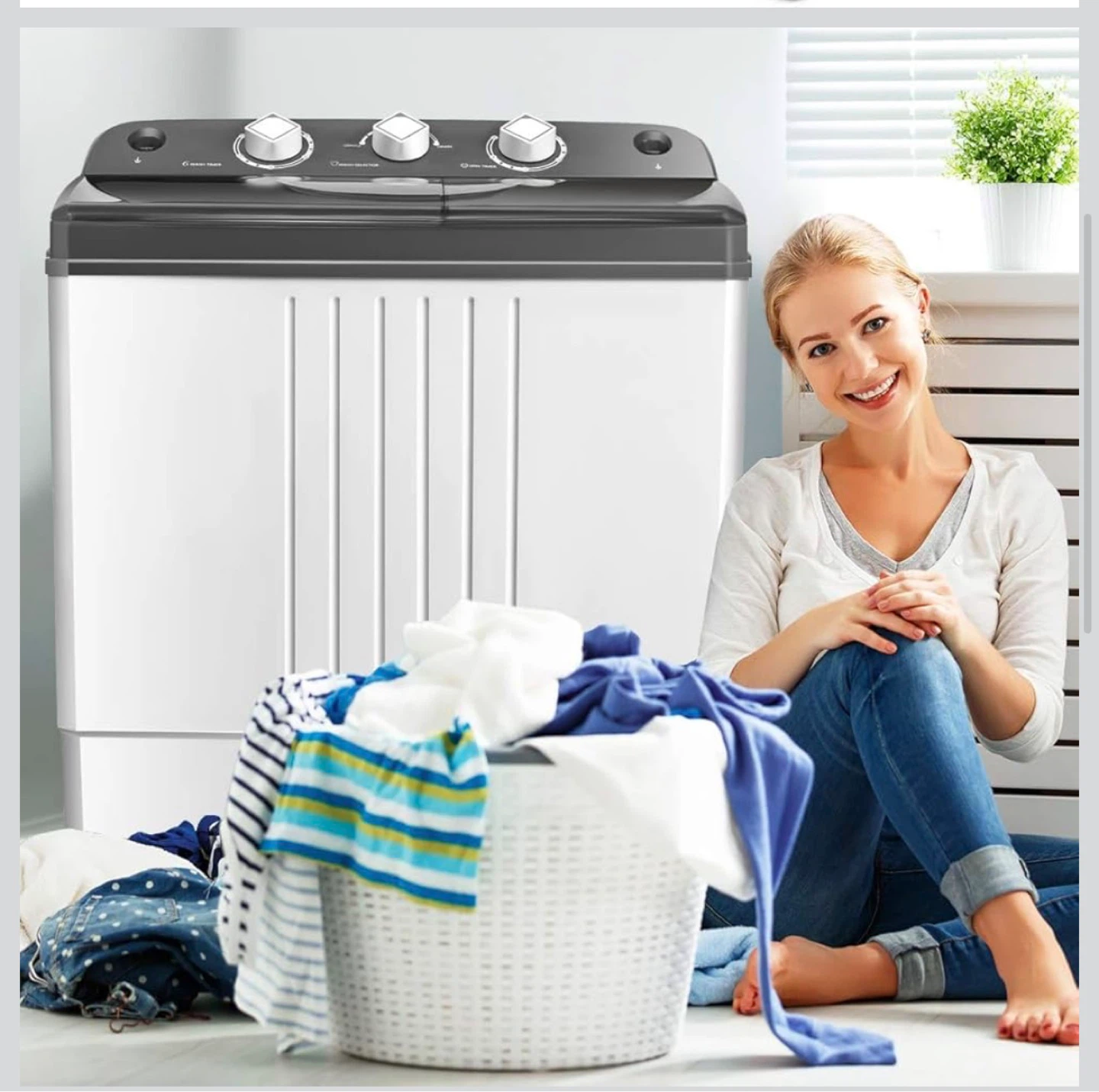 Giantex EP20313 Portable Washing Machine - Gray & White - photo 3