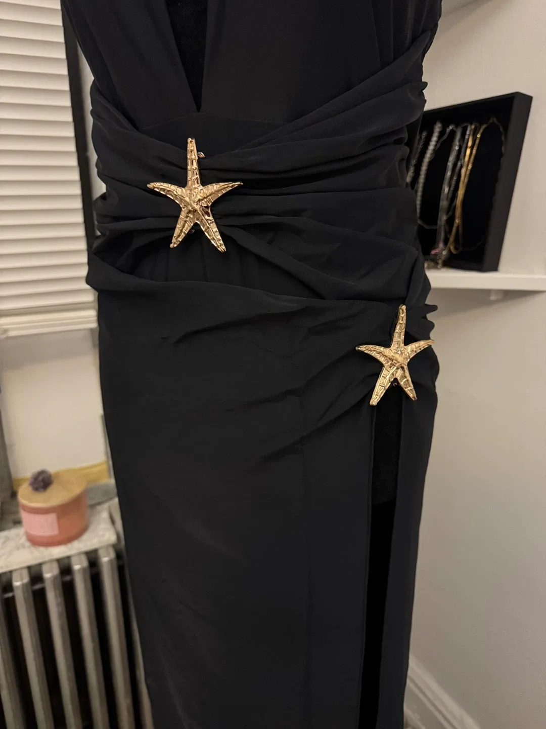 Black One-Piece Swimsuit with Starfish Embellishment - photo 3