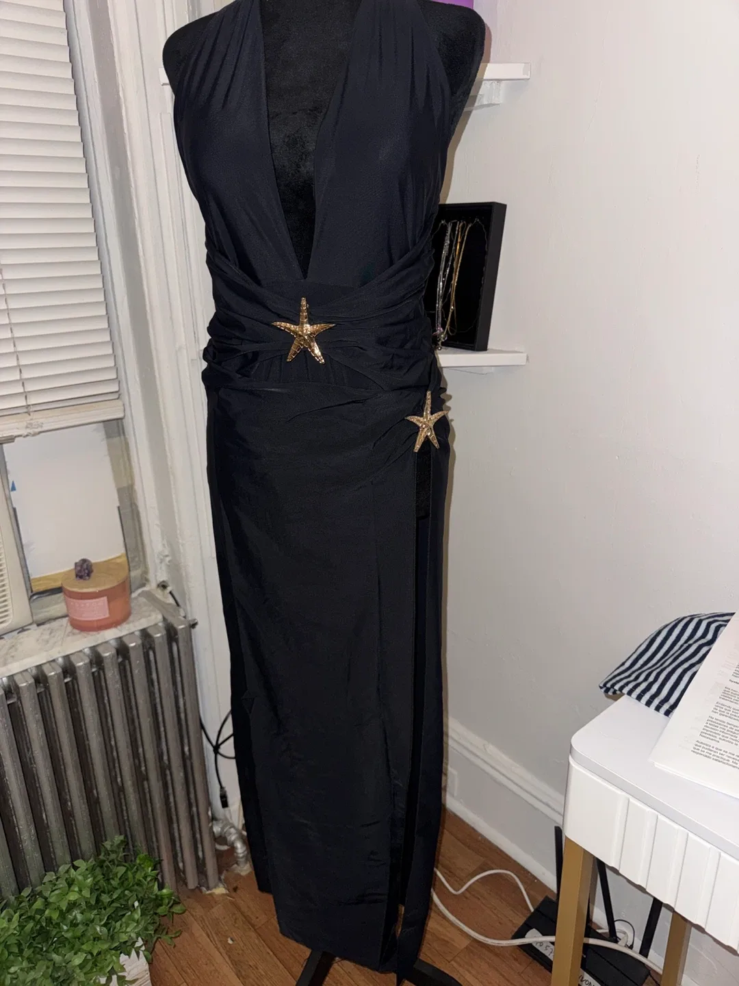 Black One-Piece Swimsuit with Starfish Embellishment - photo 4