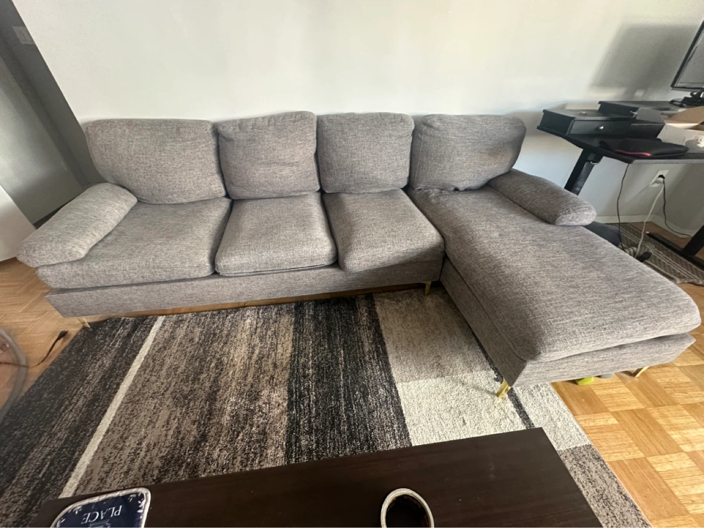 Grey Sectional Sofa with Chaise - photo 2