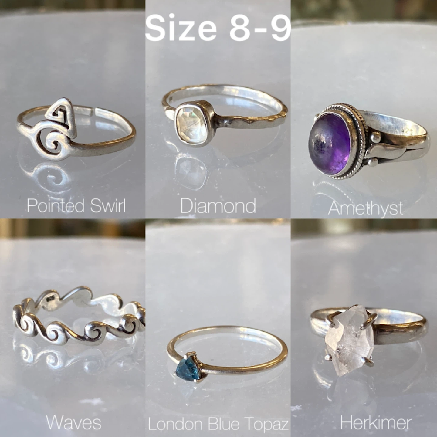 Sterling Silver Rings 8-9