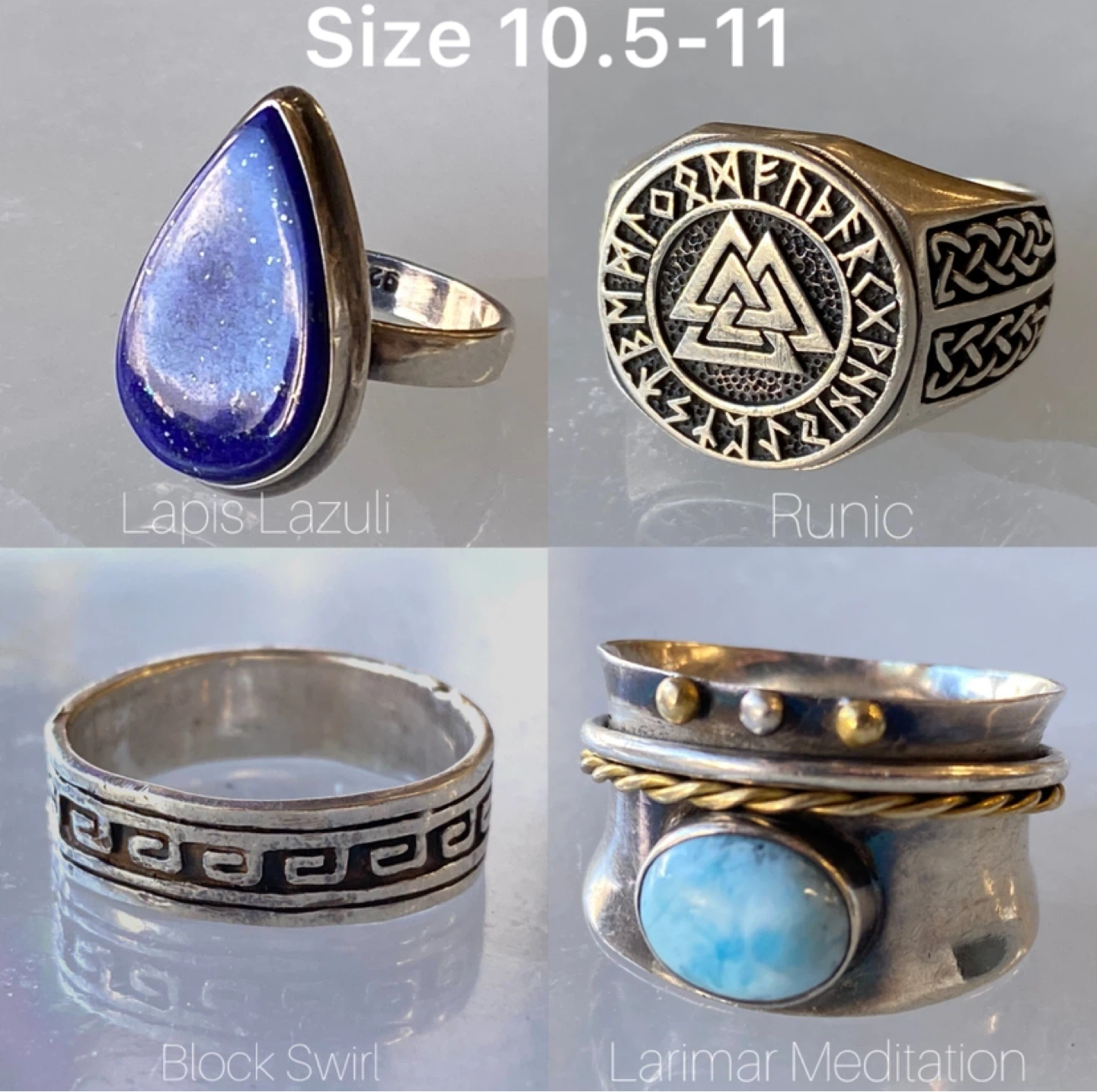 Sterling Silver Rings 10.5-11