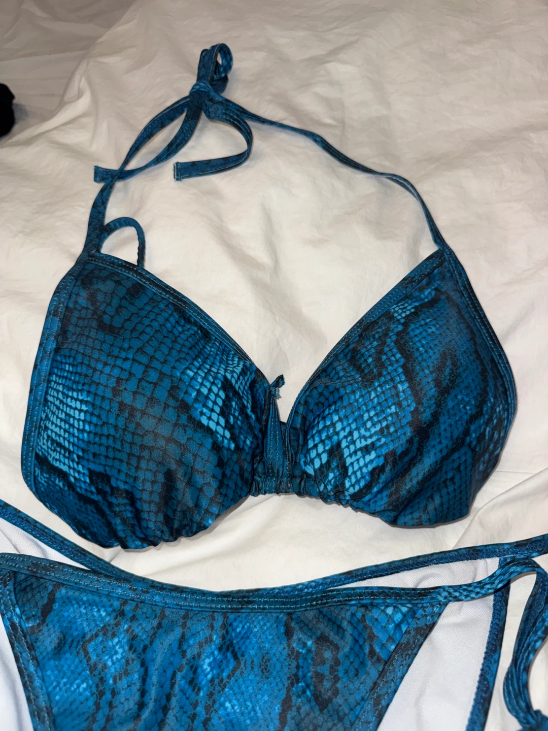 Blue Snake Print String Bikini - photo 2