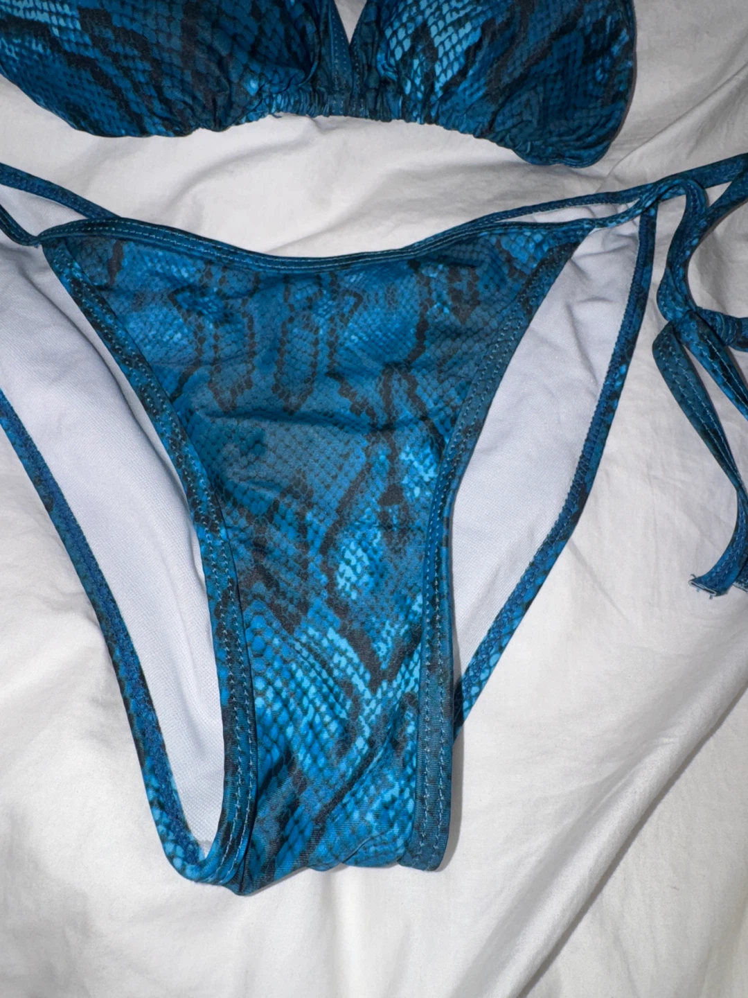 Blue Snake Print String Bikini - photo 3