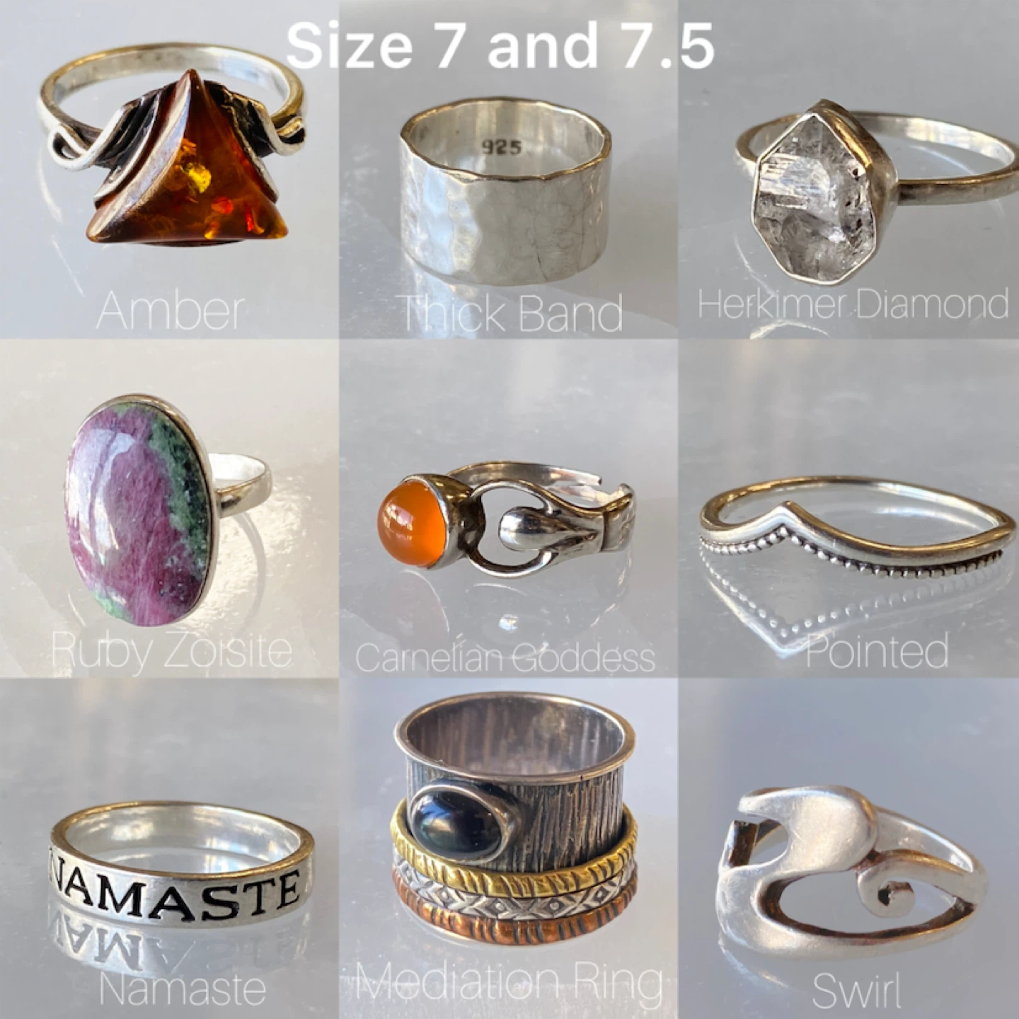 Sterling Silver Rings 7-7.5