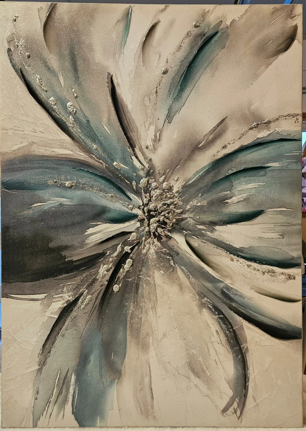 Large Abstract Floral Canvas Wall Art (27.5 x 19.5 inches)