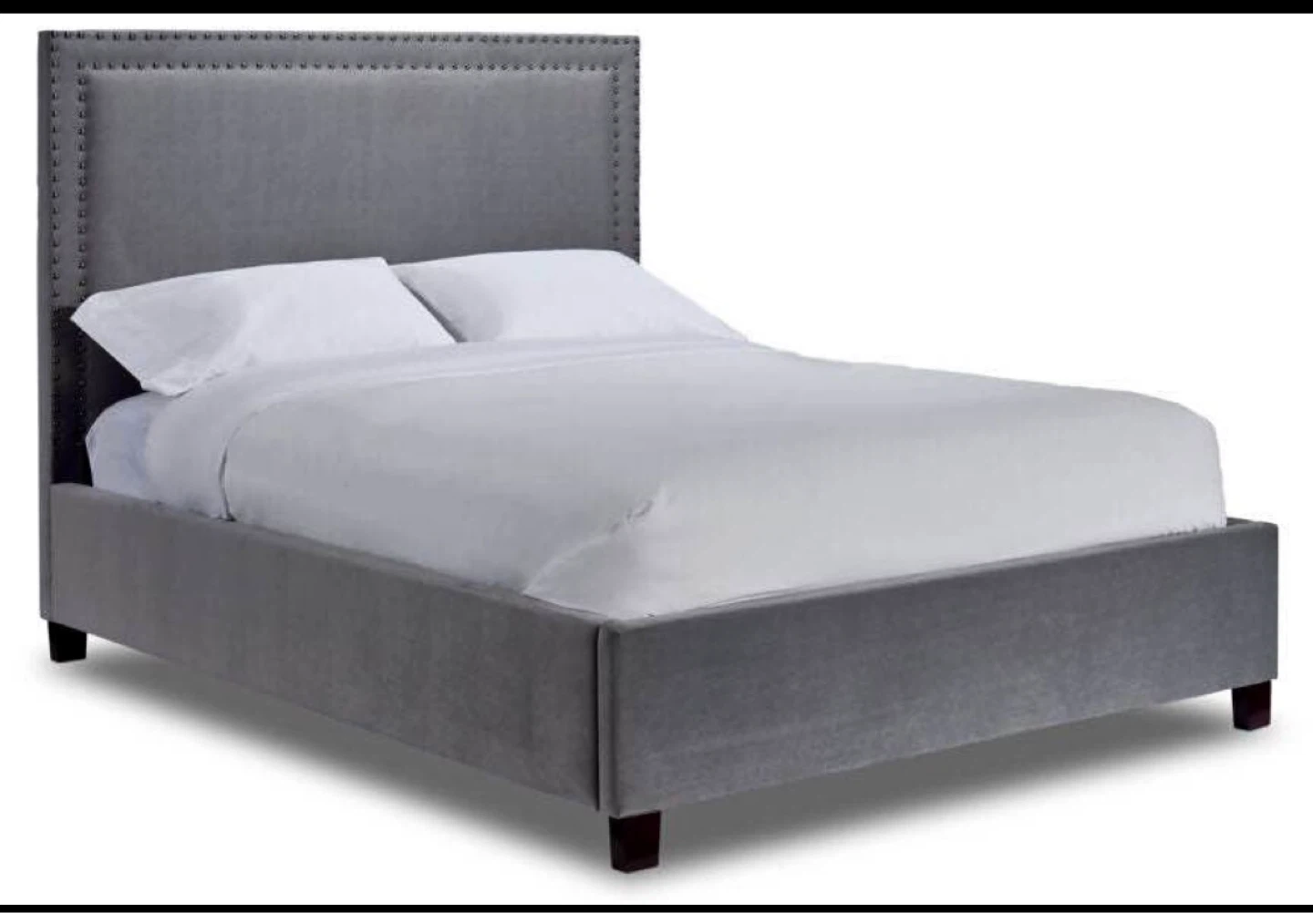 Grey Upholstered Queen Bed Frame