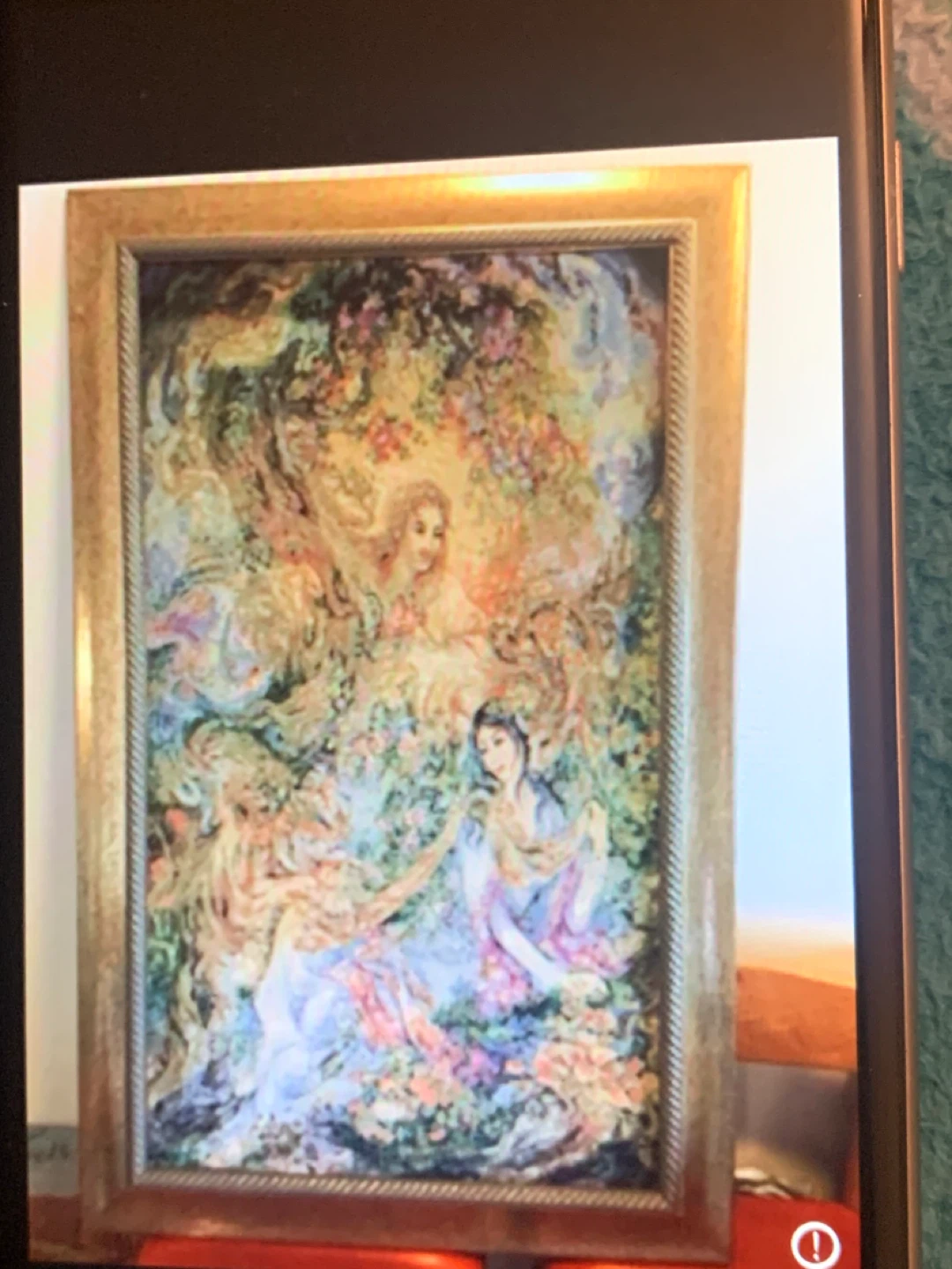 Framed Persian Silk Carpet Wall Hanging