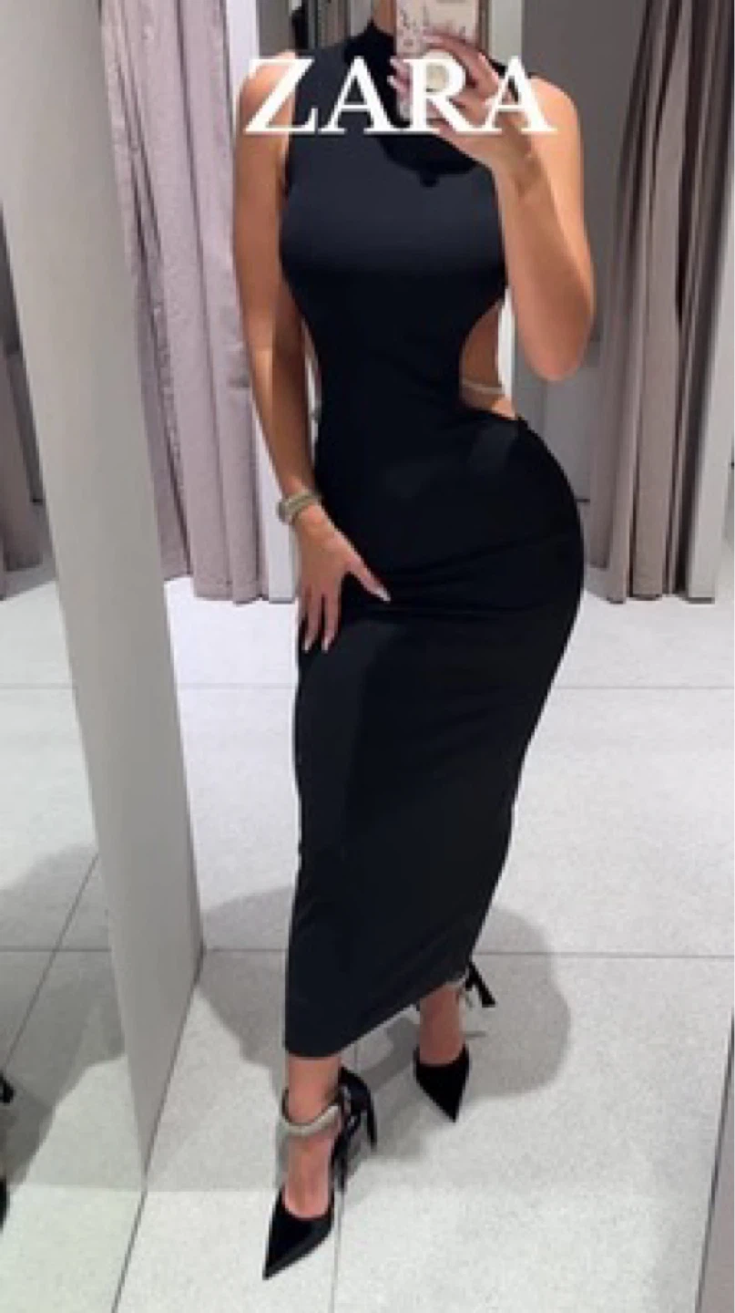 ZARA Black Cut-Out Maxi Dress NWT L - photo 4