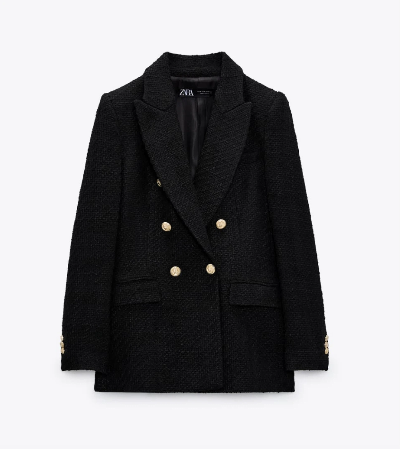 Zara Black Double  Tweed Blazer m - photo 3