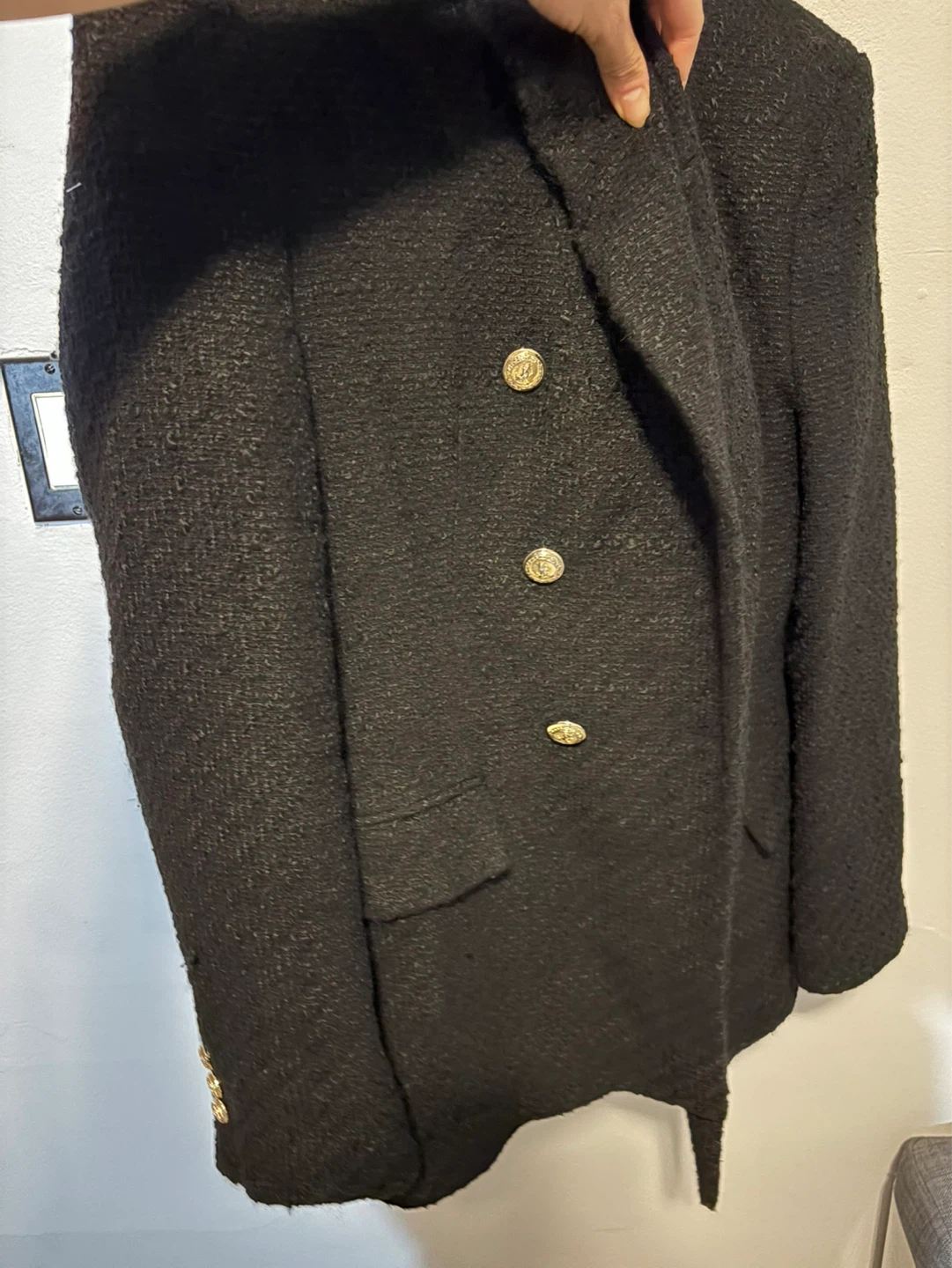 Zara Black Double  Tweed Blazer m - photo 5