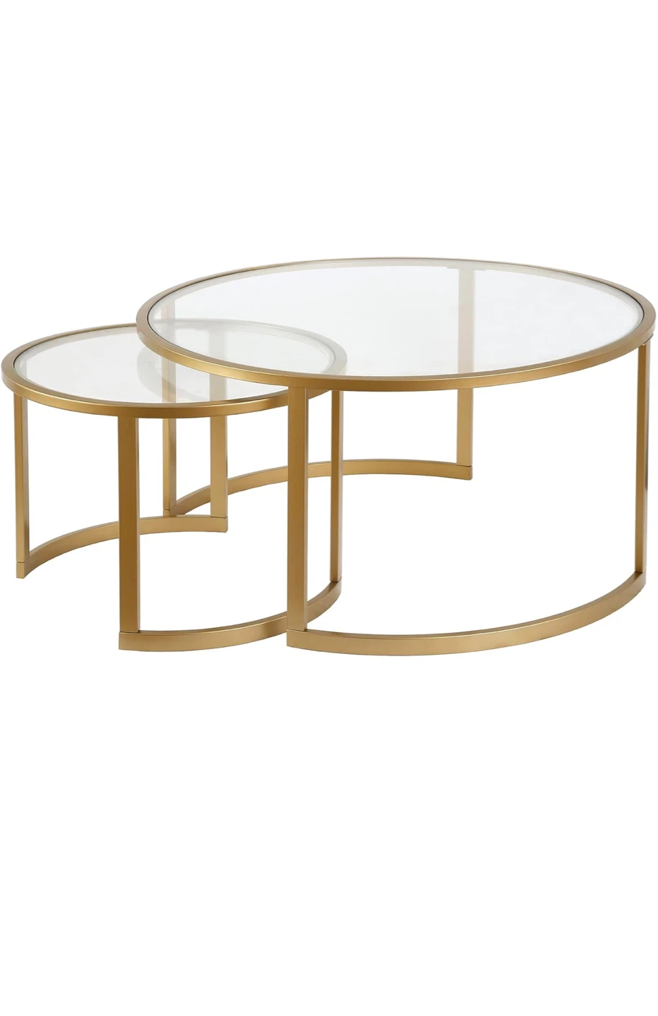 Nesting Coffee Tables - Glass & Gold Metal