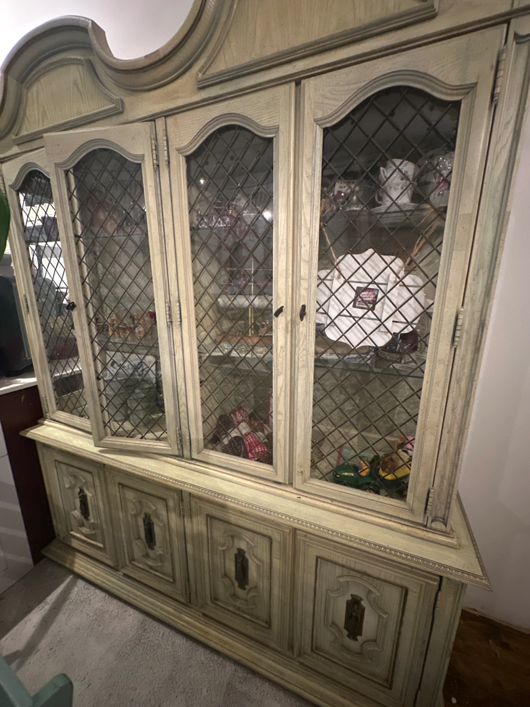 Vintage China Cabinet with Glass Doors
