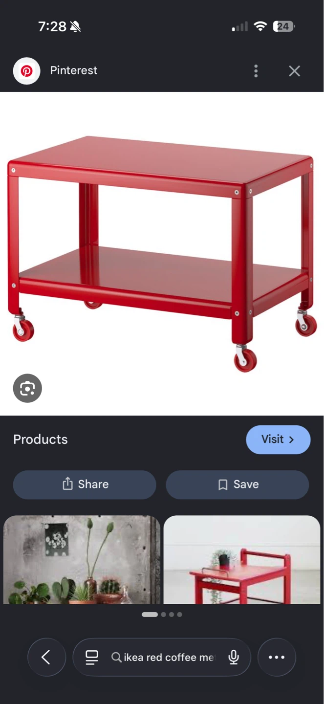 Red Coffee Table with Wheels