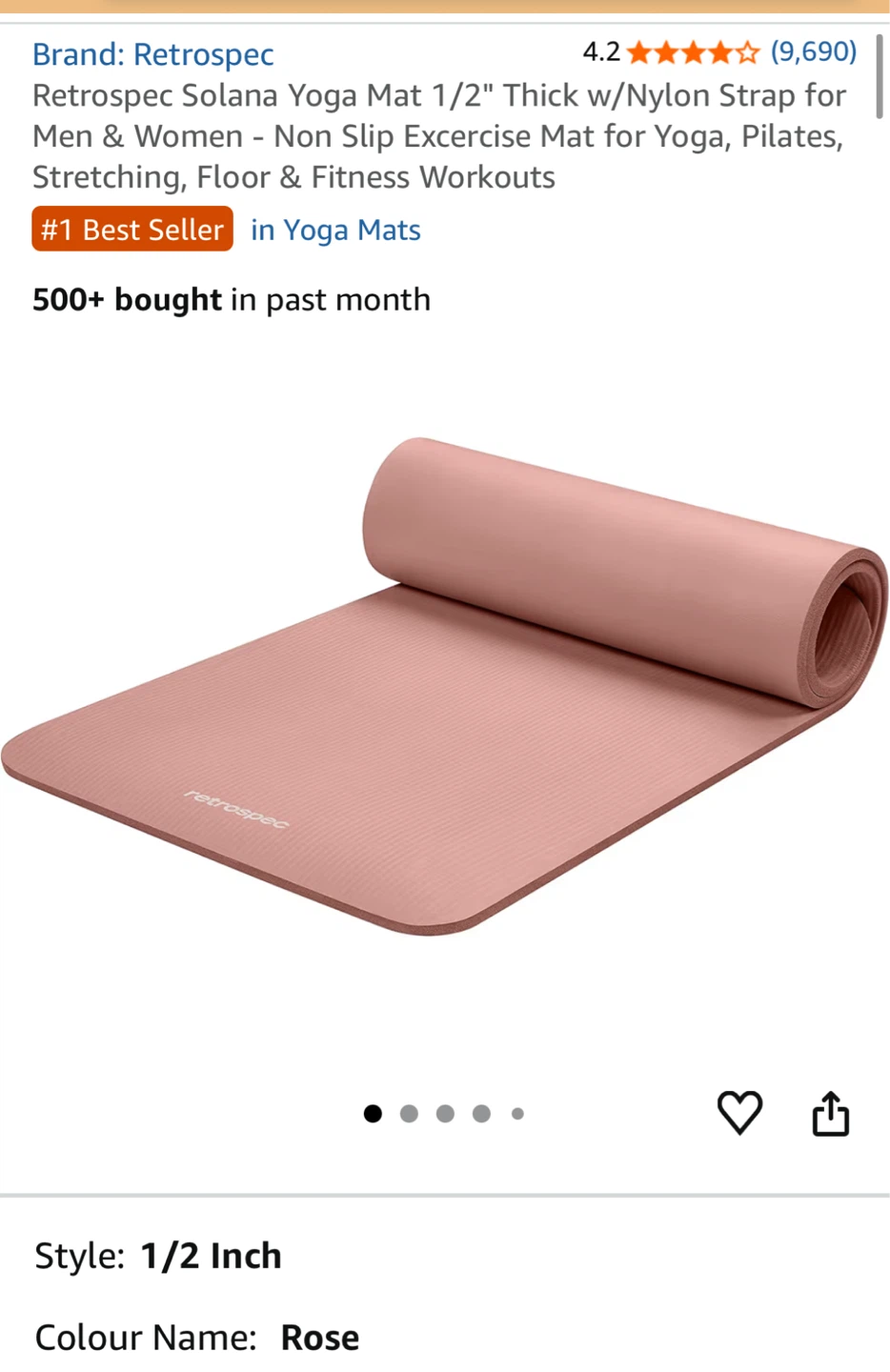 Pink Exercise / Yoga Mat with Carry Strap - photo 2