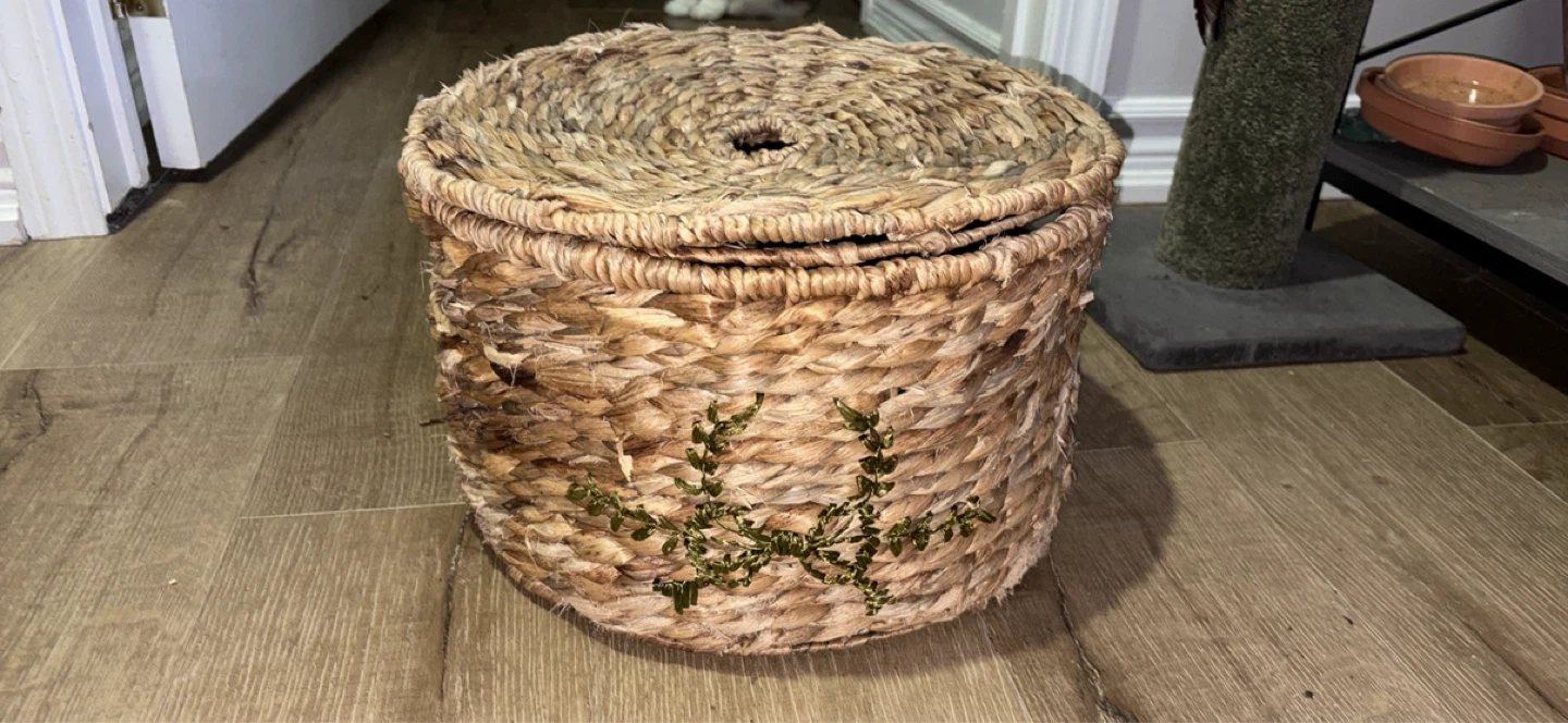 Woven Round Storage Basket with Lid