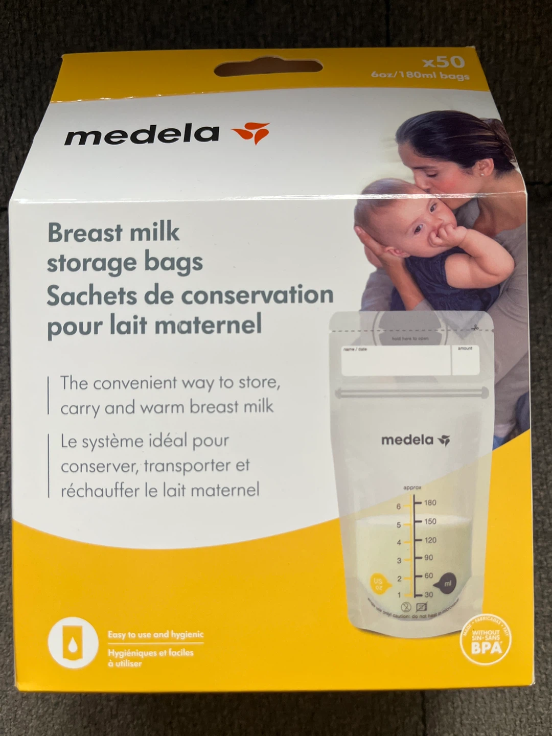 NEW - Medela Breast Milk Storage Bags - 50 Count, 6oz/180ml