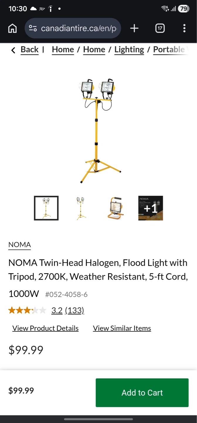 Noma twin head halogen work light - photo 2
