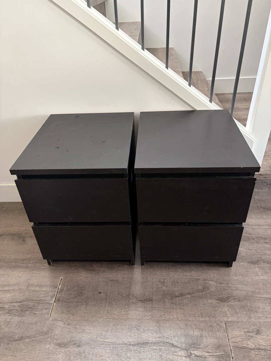 Pair of IKEA nightstands MALM black brown