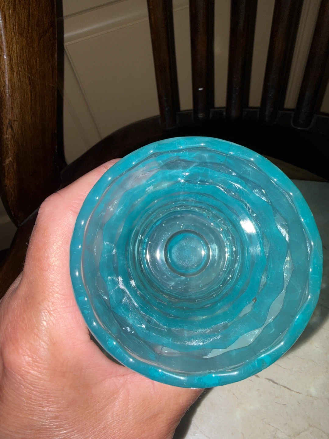Teal Glass Candle Holder with Tea light Candle - photo 4