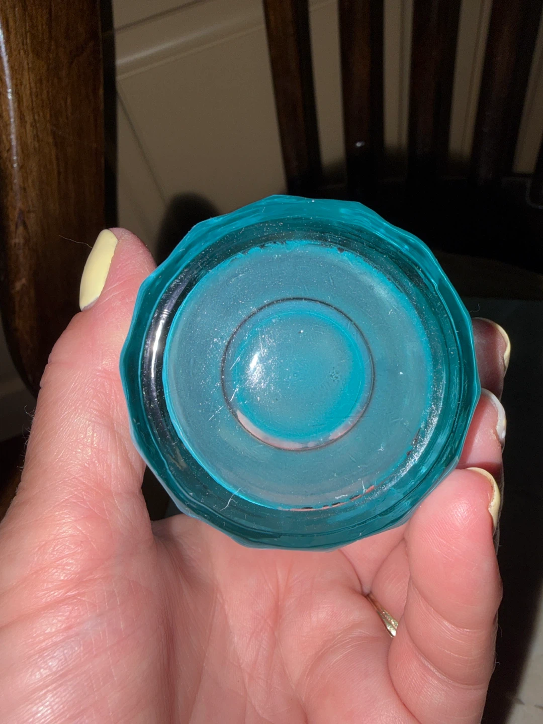 Teal Glass Candle Holder with Tea light Candle - photo 5