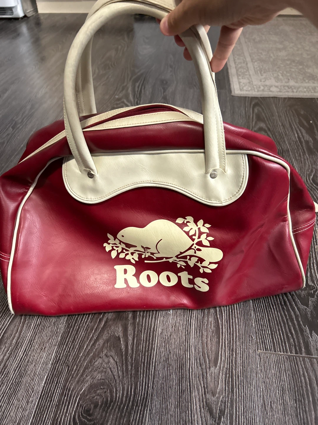 Roots Red & Cream Duffel Bag