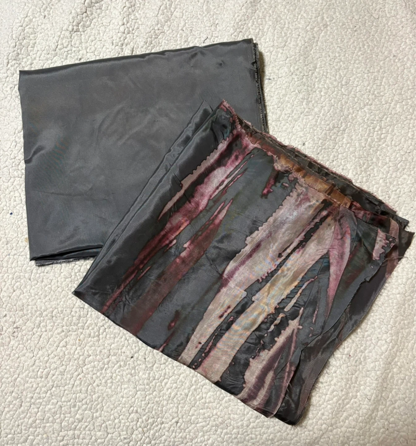 Two pieces of polyester fabric