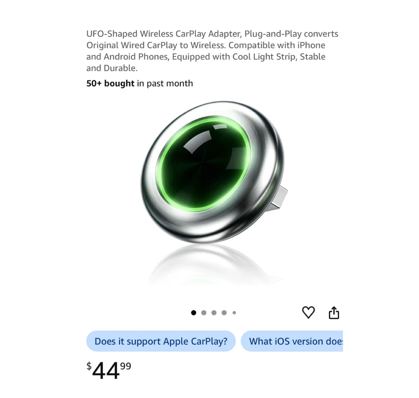Brand new UFO-Shaped Wireless CarPlay Adapter