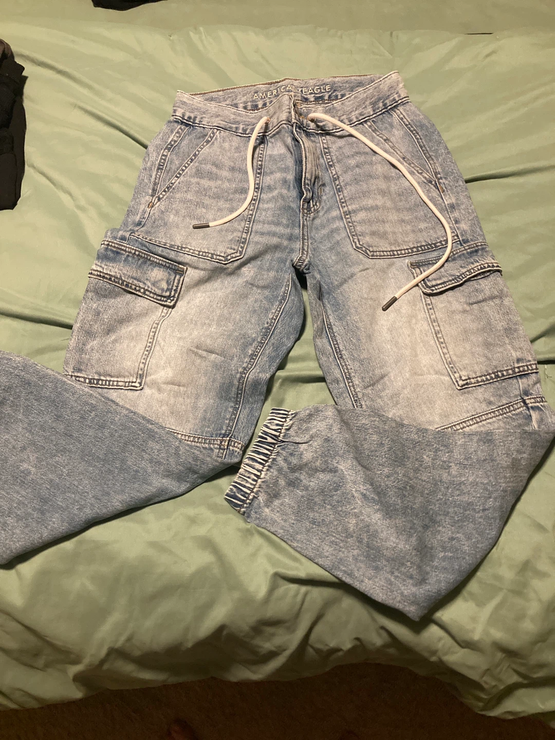 American Eagle Light Wash Cargo Jeans