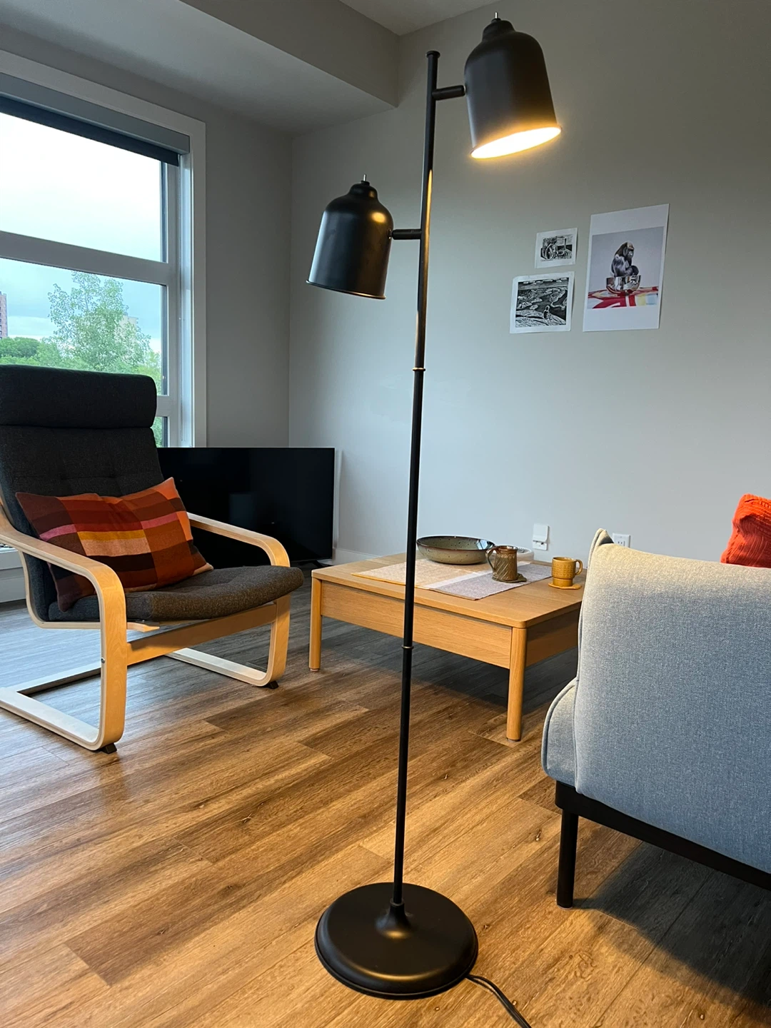 IKEA Anthracite Double-Head Floor Lamp Klövig - photo 2
