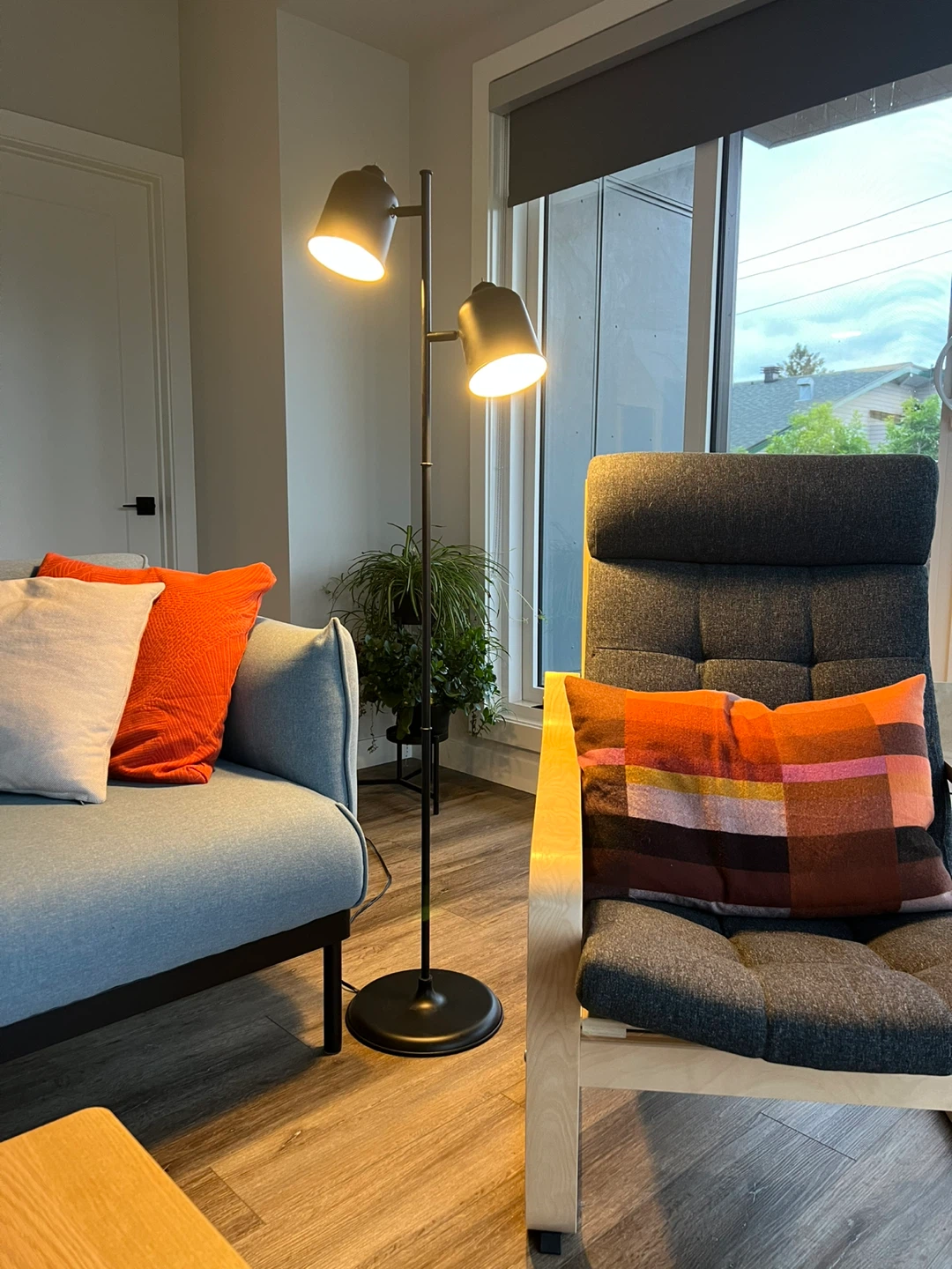 IKEA Anthracite Double-Head Floor Lamp Klövig