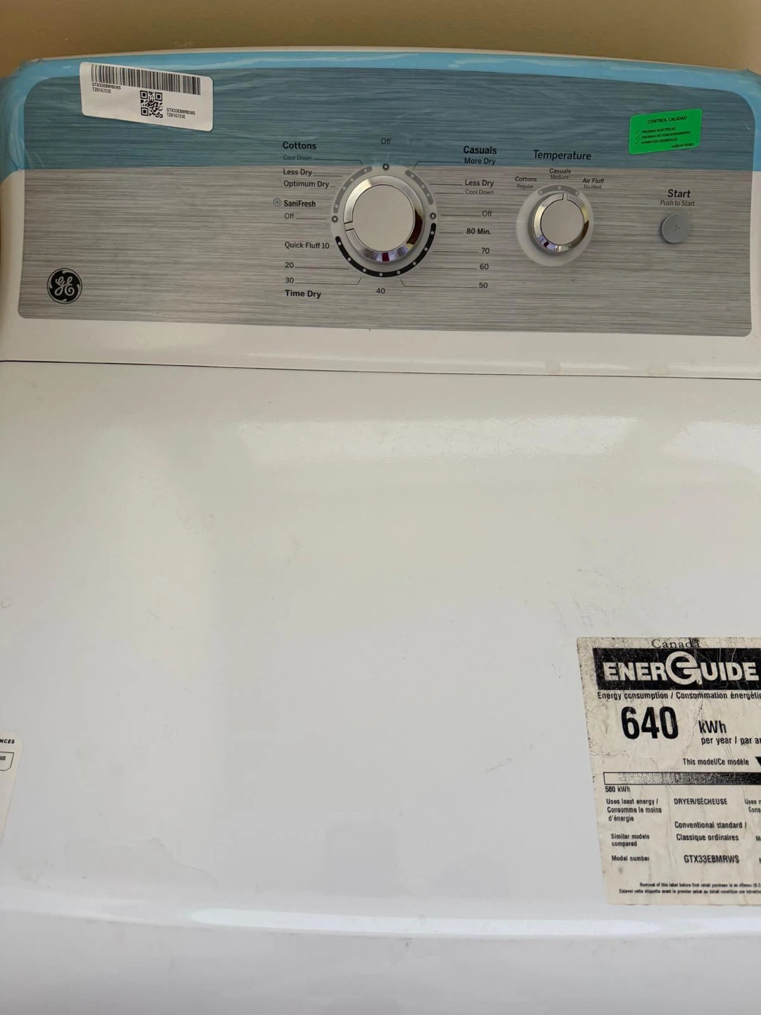 GE Dryer - GTXX33BMRWS