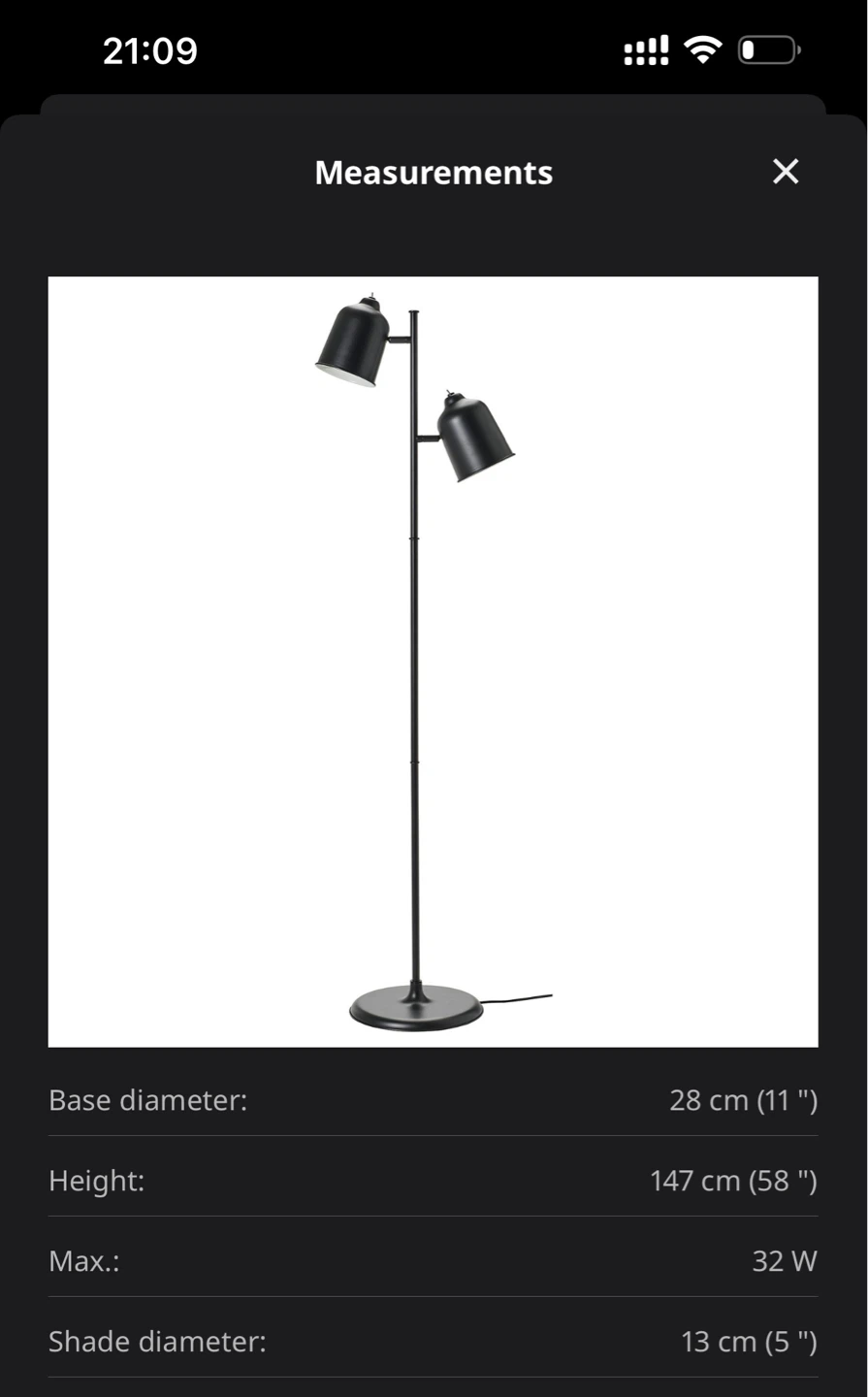 IKEA Anthracite Double-Head Floor Lamp Klövig - photo 3
