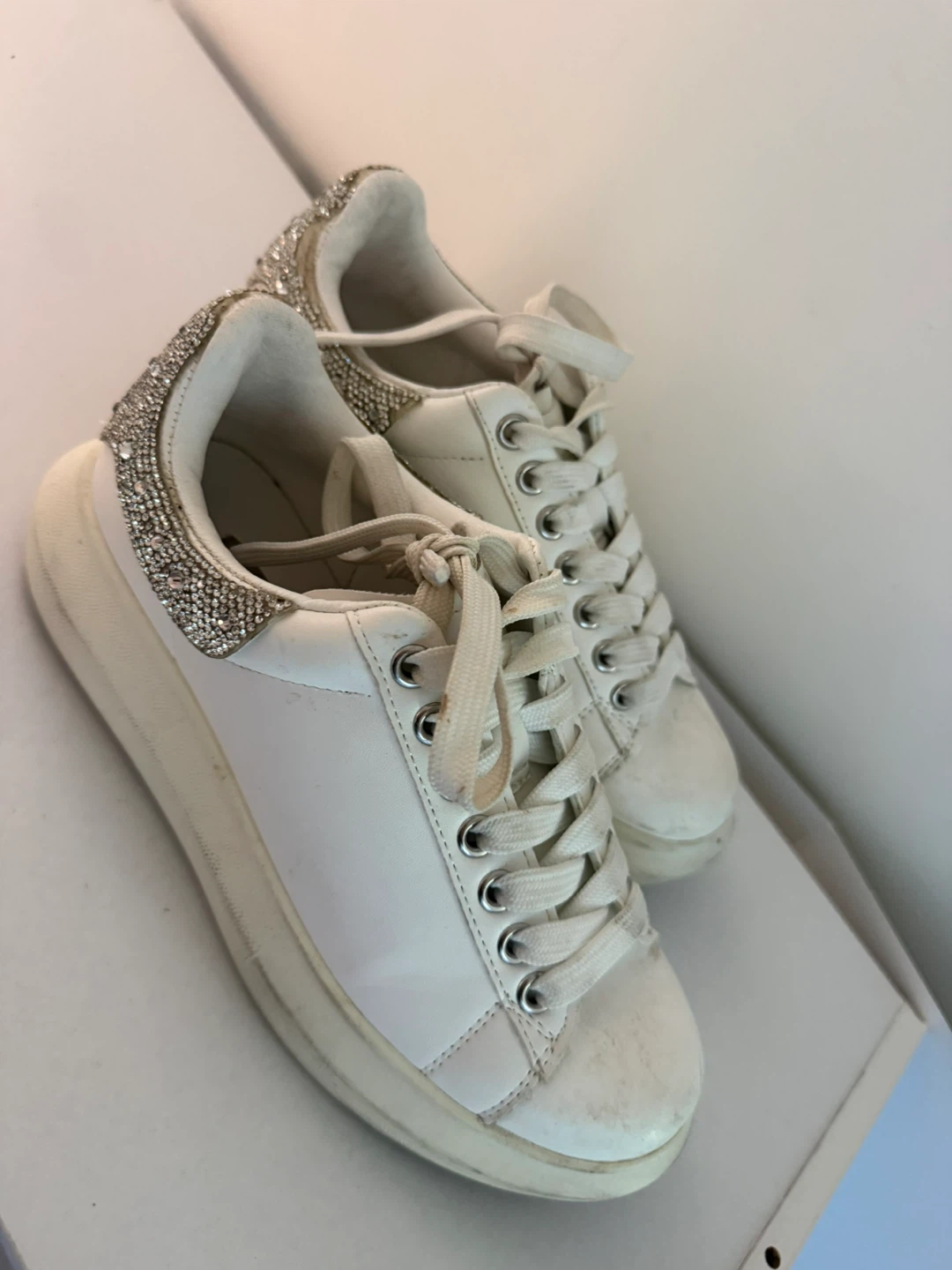 White Embellished Sneakers